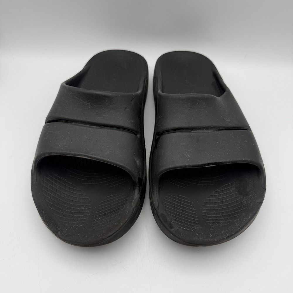 Oofos Ooahh Recovery Slides Mens 10 Womens 12 Black Athletic Sandals Comfort - Picture 2 of 8